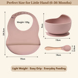 Milk It Baby Dusty Pink Bib & Bowl Set, 100% Food Grade Silicone Set, MI-BBDP003