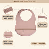 Milk It Baby Dusty Pink Bib & Bowl Set, 100% Food Grade Silicone Set, MI-BBDP003