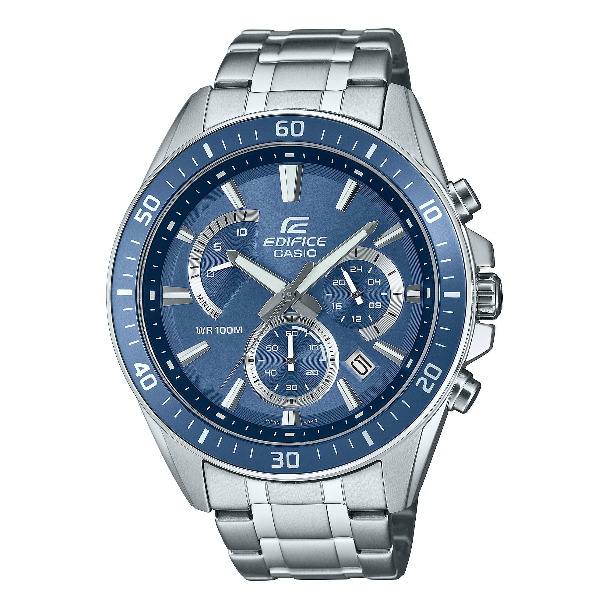 Edifice Men's Watch Analog Blue Dial with Silver Stainless Steel Band, EFR-552D-2AVUDF