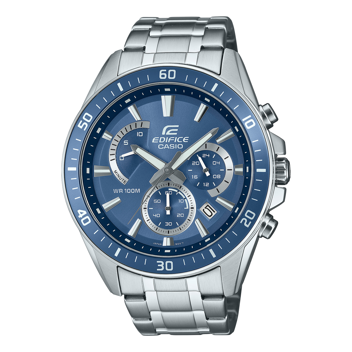 Edifice Men's Watch Analog Blue Dial with Silver Stainless Steel Band, EFR-552D-2AVUDF