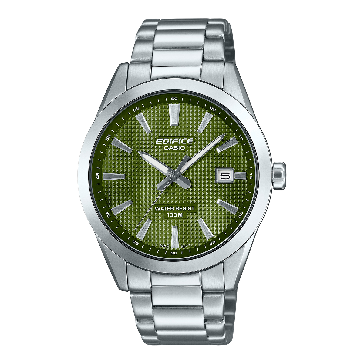 Edifice men's watch with green dial and stainless steel strap