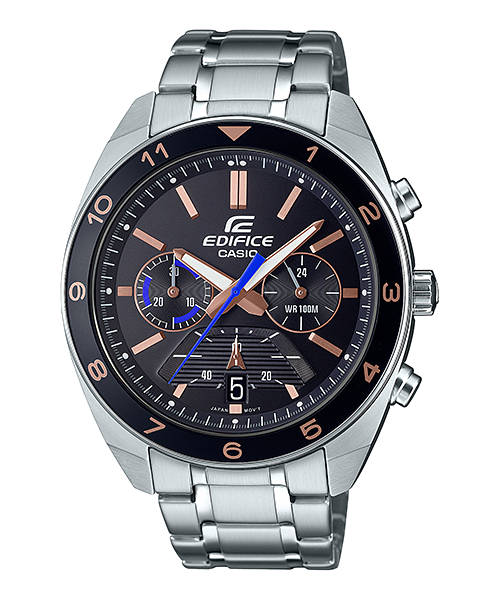 Edifice Men's Watch Analog Black Dial with Silver Stainless Steel Band, EFV-590D-1AVUDF