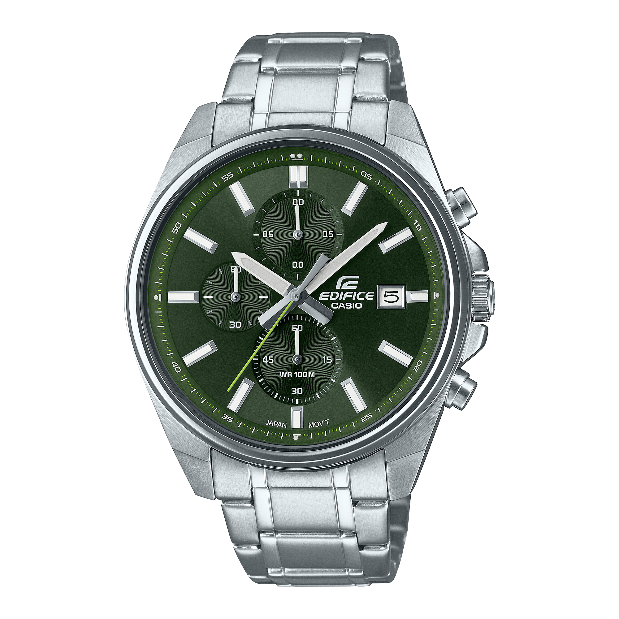 Edifice men's watch with green dial and stainless steel strap
