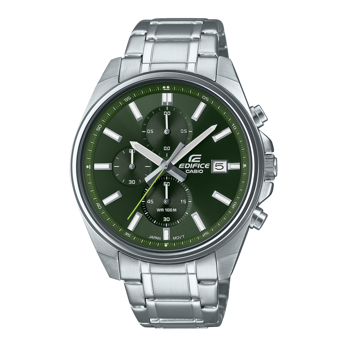 Edifice men's watch with green dial and stainless steel strap