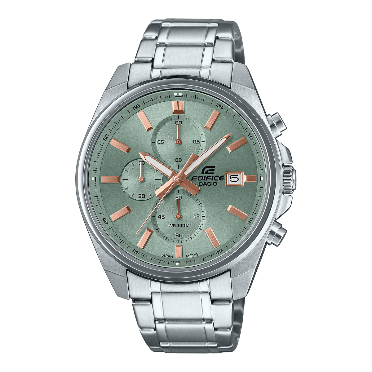 Edifice men's watch with green dial and stainless steel strap
