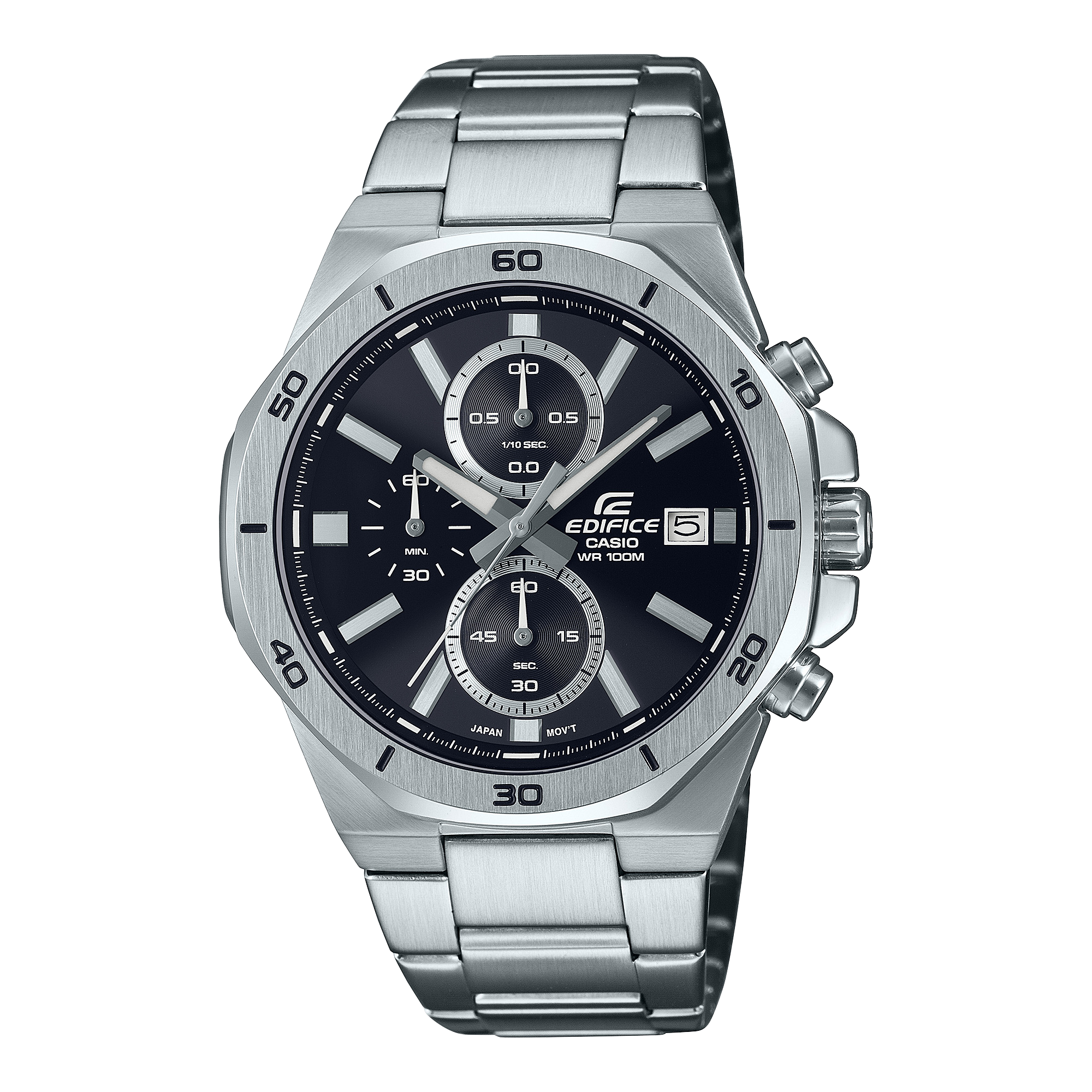 Edifice Men's Watch Analog Black Dial with Silver Stainless Steel Band, EFV-640D-1AVUDF