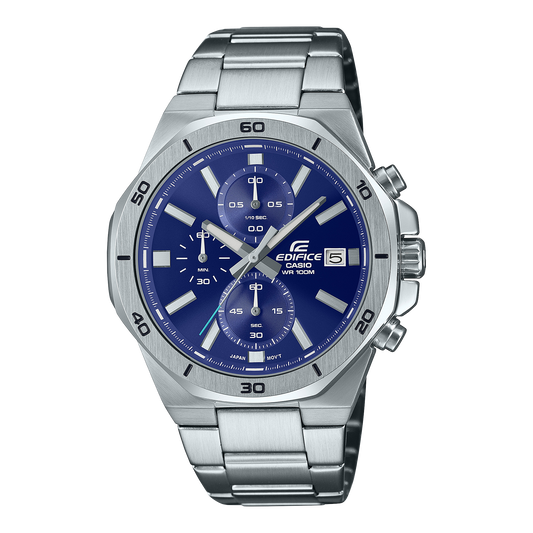 Edifice men's watch with Blue dial and stainless steel strap