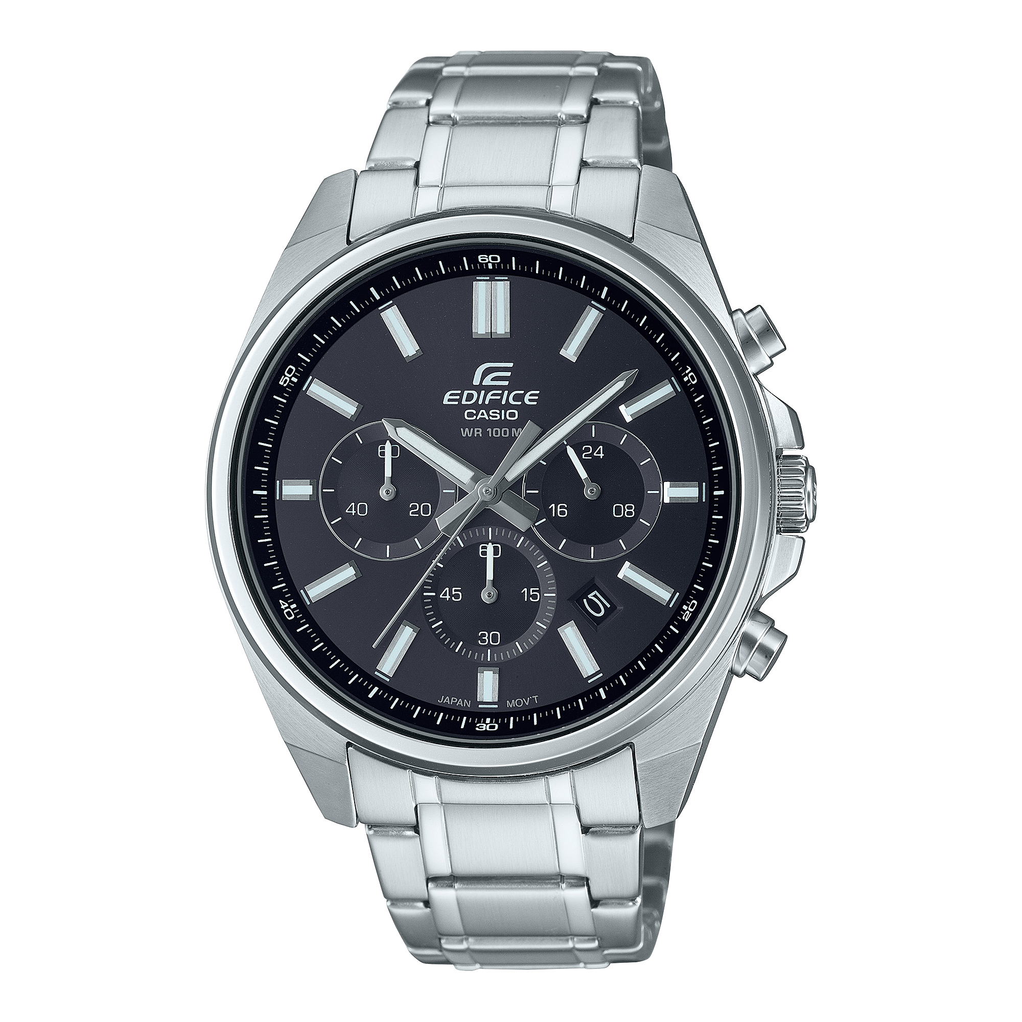 Edifice Men's Watch Analog Black Dial with Silver Stainless Steel Band, EFV-650D-1AVUDF
