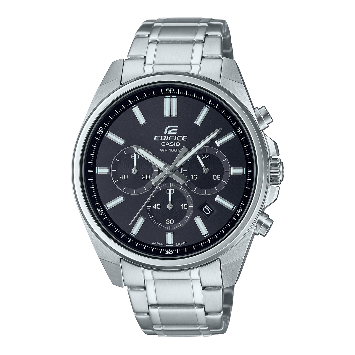 Edifice Men's Watch Analog Black Dial with Silver Stainless Steel Band, EFV-650D-1AVUDF