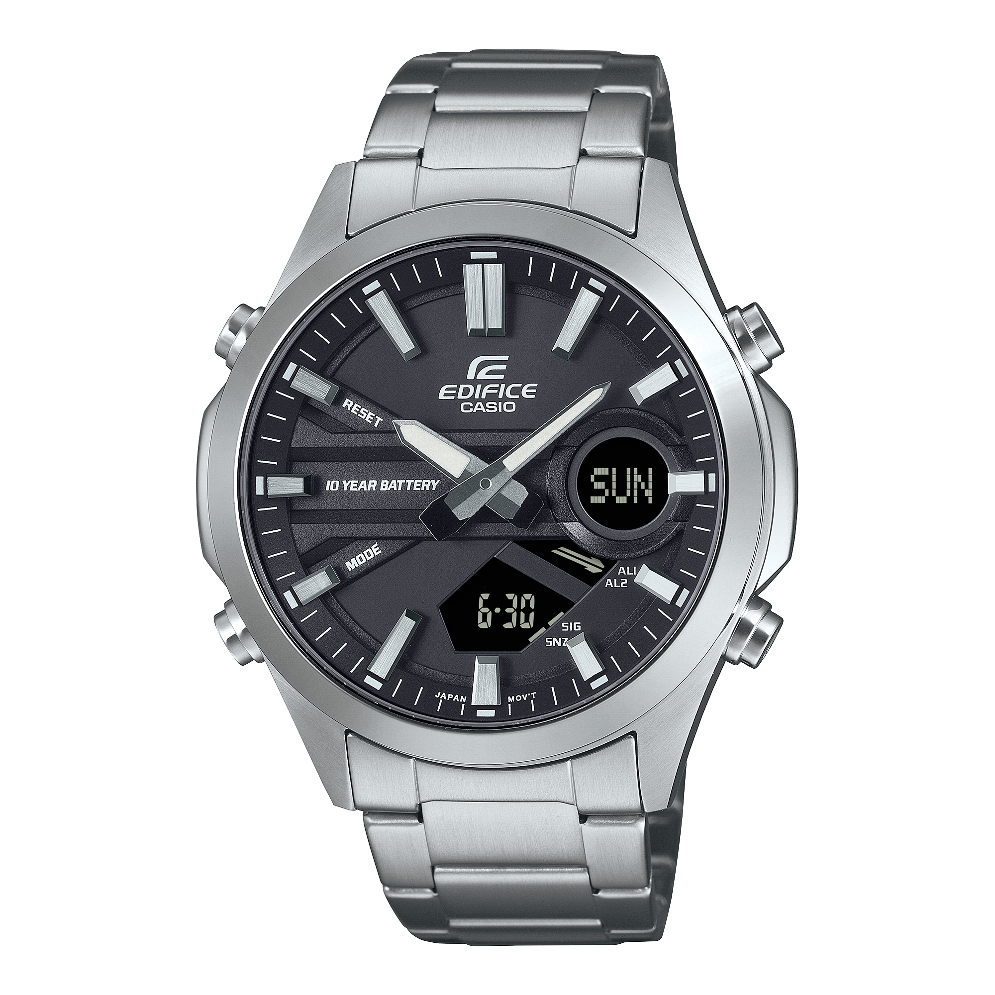 Edifice Men's Watch Analog Black Dial with Silver Stainless Steel Band, EFV-C120D-1ADF