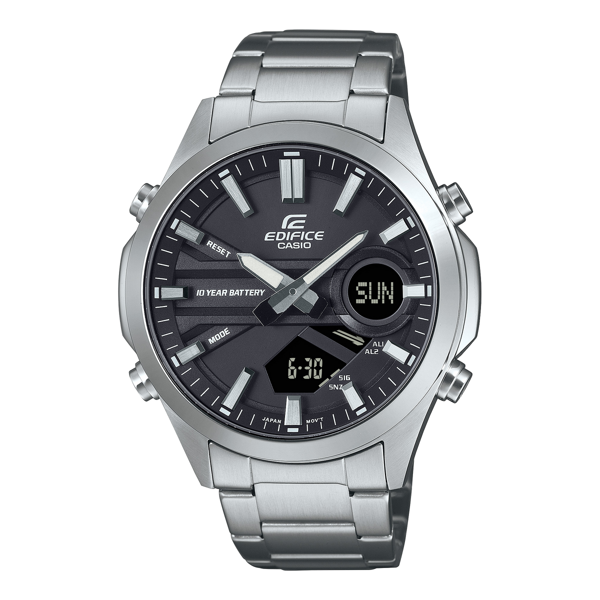 Edifice Men's Watch Analog Black Dial with Silver Stainless Steel Band, EFV-C120D-1ADF
