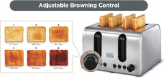 Black+Decker, 4 Slice Stainless Steel Toaster, 2100 Watts, ET444