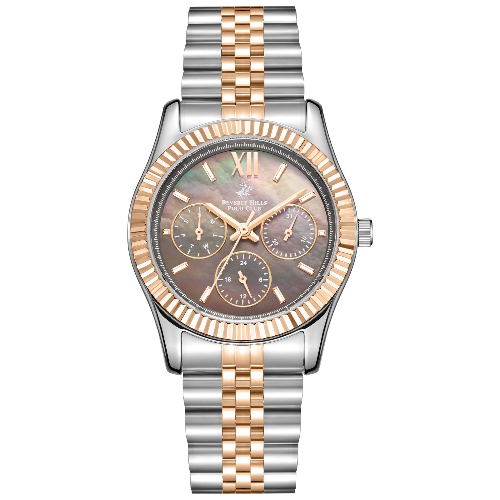 Beverly Hills Polo Club Women's Watch Analog Mother of Pearl Dial with Two-Toned Stainless Steel Band, BP3169C.560
