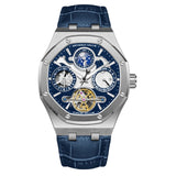 Beverly Hills Polo Club Men's Automatic Watch Analog Blue Dial with Blue Leather Strap,  BP3787X.399