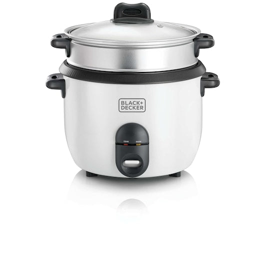 Black+Decker, 700W, 1.8 L, 6 Cup Rice Cooker, Compact & Efficient, White, RC1860 Rice Cooker BL-RC1860