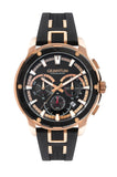 Quantum Men's Chronograph Watch Analog Black Dial with Black Silicone Band, PWG902.851