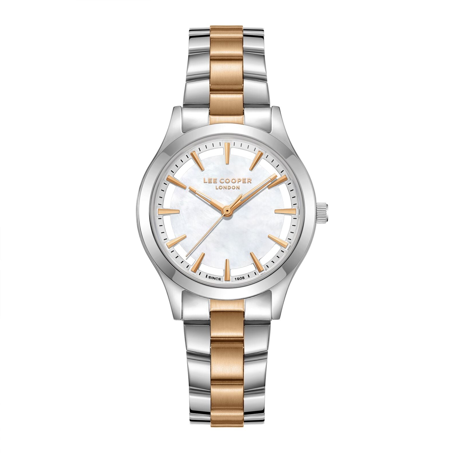 Lee Cooper Women's Watch Analog Mother of Pearl Dial with Two-Toned Stainless Steel Band, LC08147.520