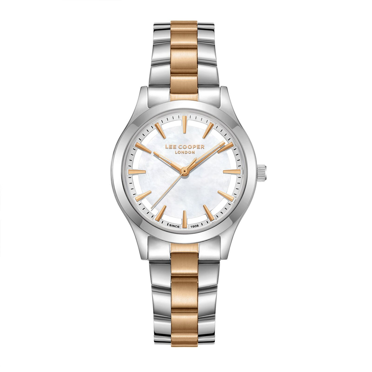 Lee Cooper Women's Watch Analog Mother of Pearl Dial with Two-Toned Stainless Steel Band, LC08147.520