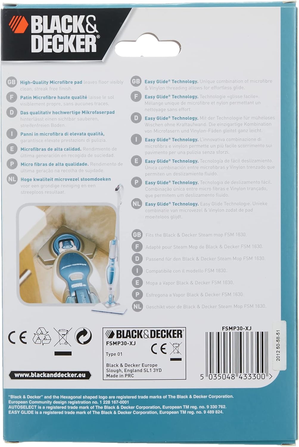 Black+Decker, 2-Piece Delta Micro-Fibre Replacement Steam Pads, White, FSMP30