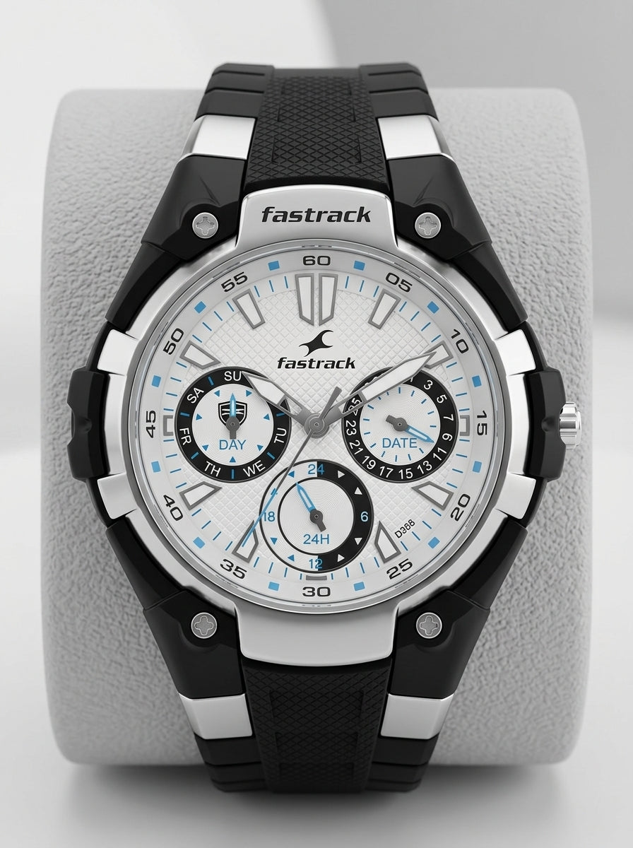 Fastrack 9335PP01 Watches Fastrack, Women's Watch Analog, Silver Dial Black Resin Strap , 9335PP01