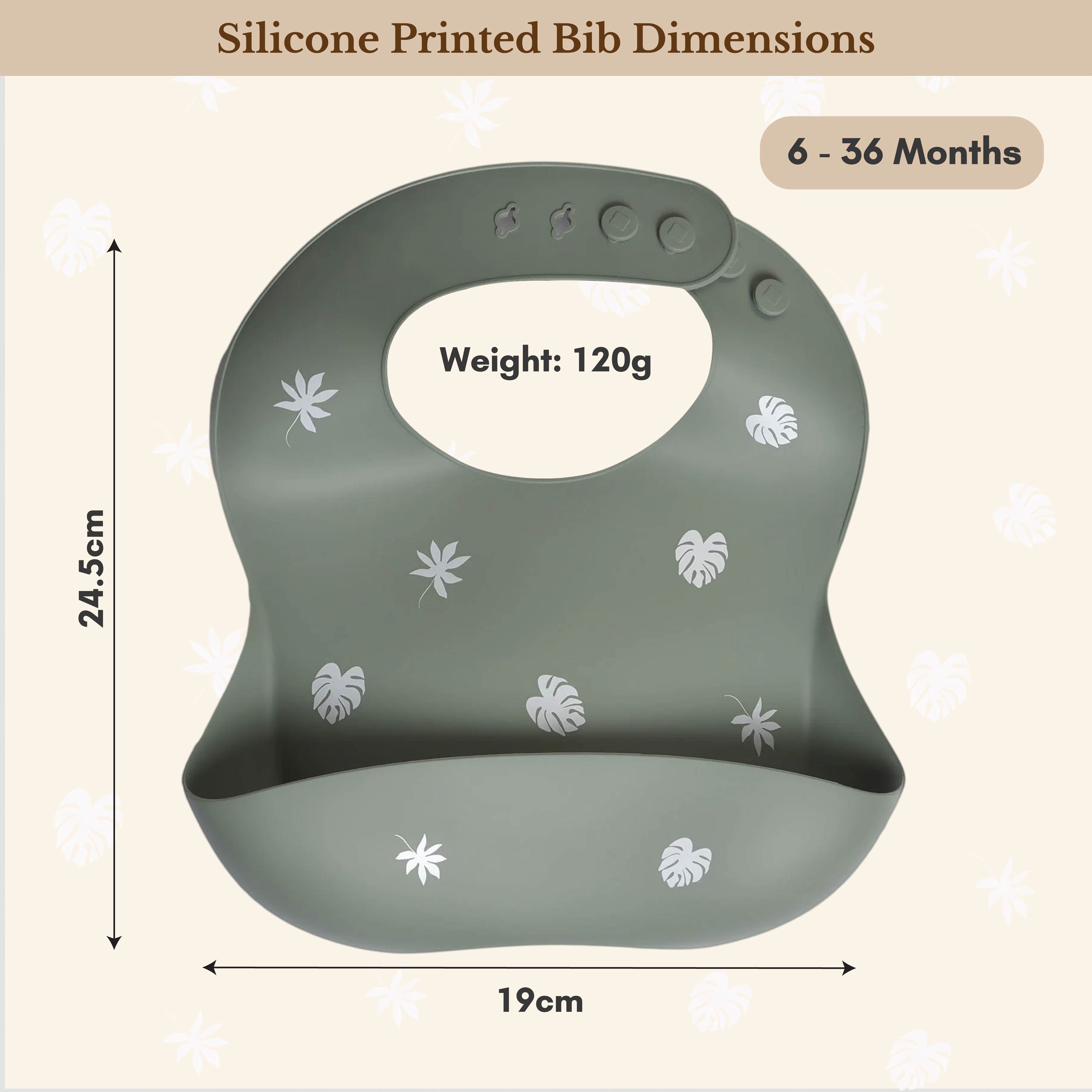 Milk It Baby Printed Bib Forest Green, 100% Food Grade Silicone Bib, MI-SBFG007