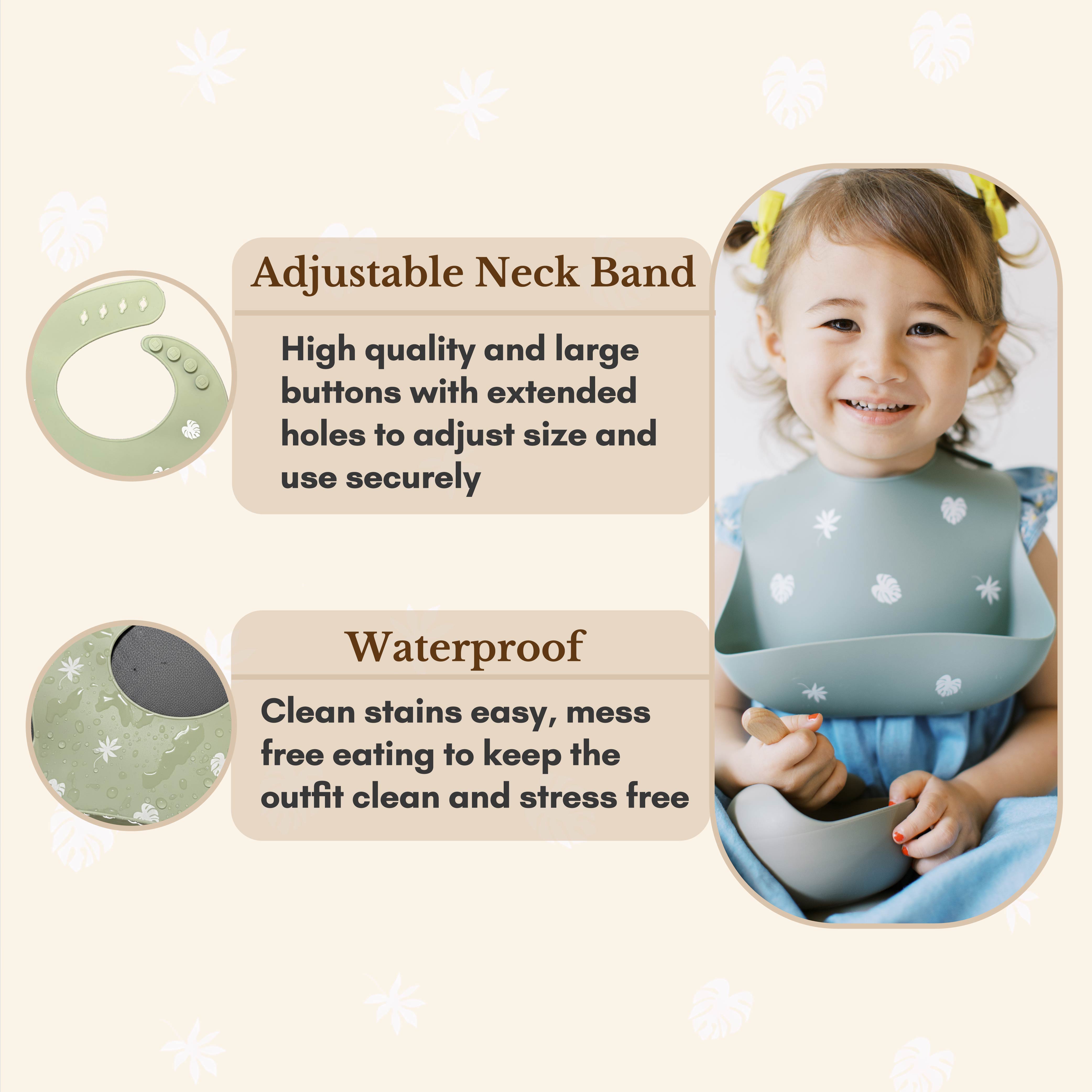 Milk It Baby Printed Bib Forest Green, 100% Food Grade Silicone Bib, MI-SBFG007