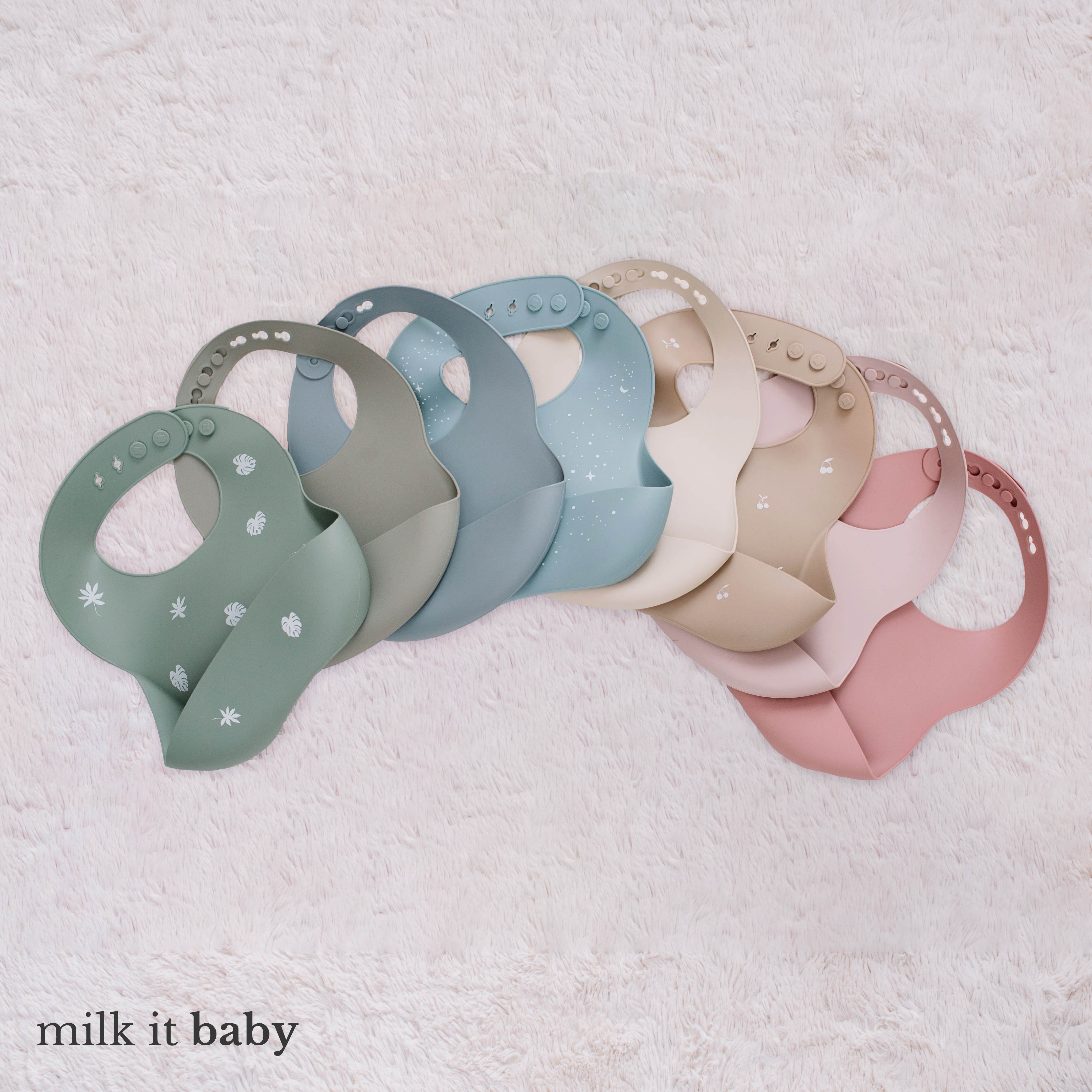 Milk It Baby Printed Bib Forest Green, 100% Food Grade Silicone Bib, MI-SBFG007