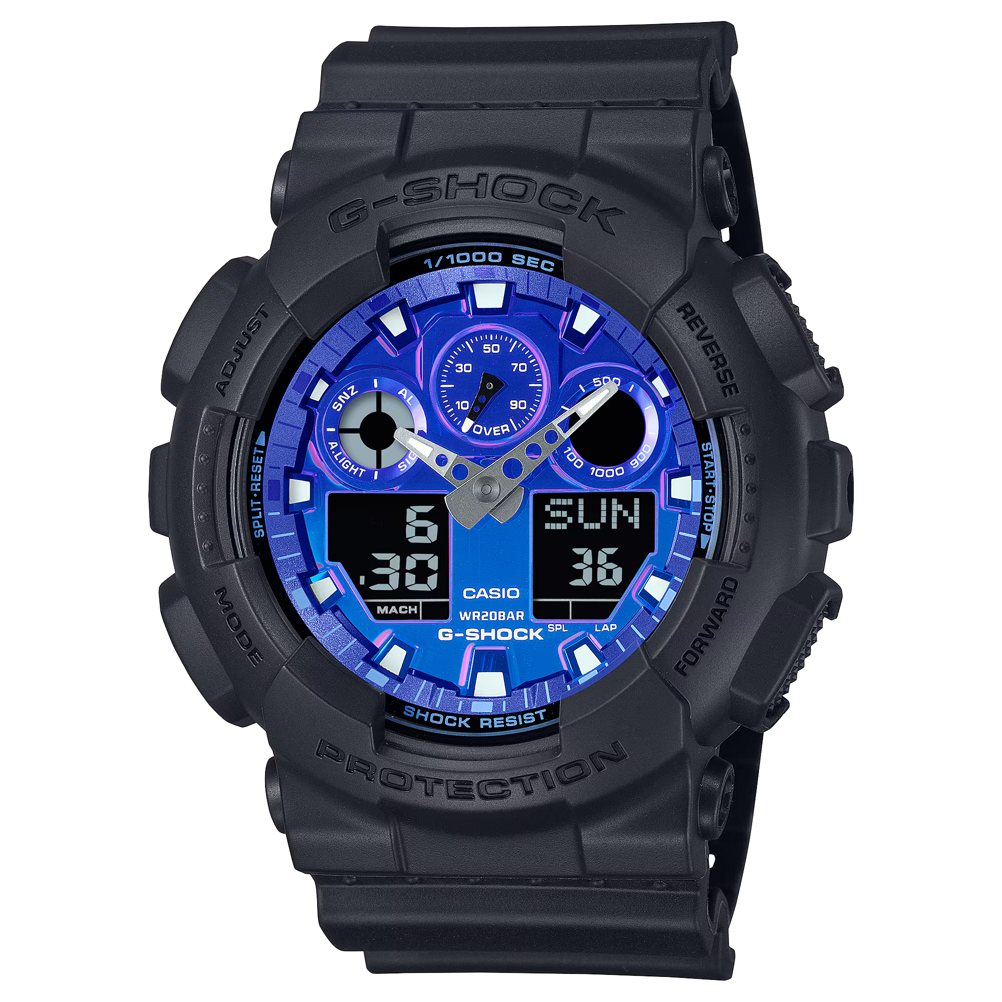 G-Shock Men's Analog-Digital Watch Blue Dial with Black Resin Band, GA-100FL-1ADR product image