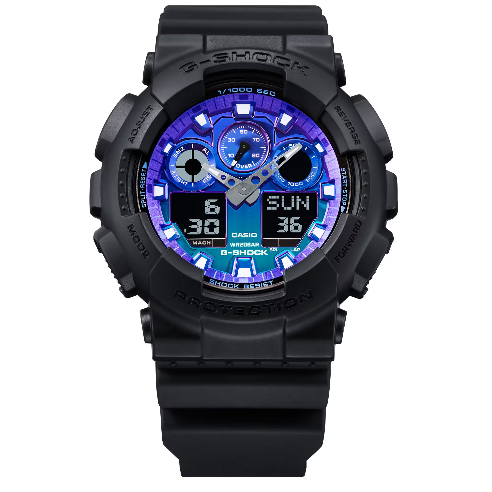 G-Shock Men's Analog-Digital Watch Blue Dial with Black Resin Band, GA-100FL-1ADR product image