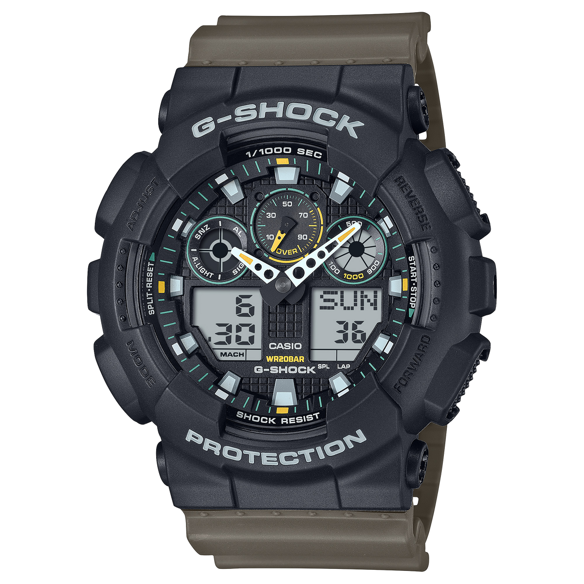 G-Shock Men's Watch Analog-Digital Dial with Brown Resin Band, GA-100TU-1A3DR