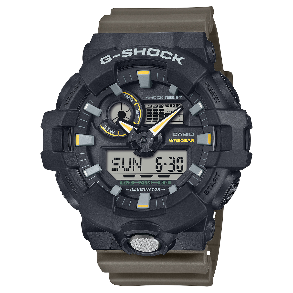 G-Shock Men's Watch Analog-Digital Dial with Brown Resin Band, GA-710TU-1A3DR
