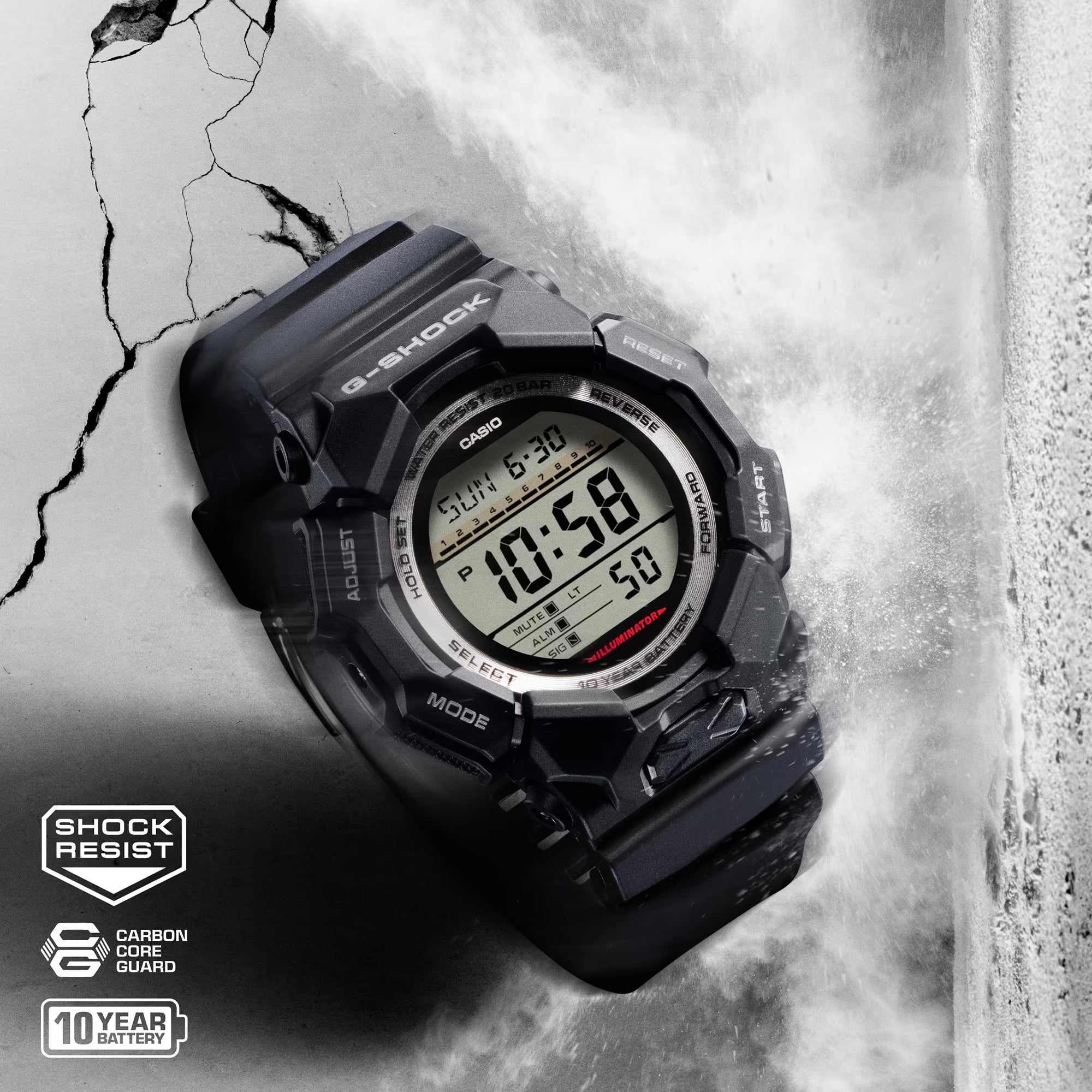 G-Shock Men's Watch Digital Dial with Black Resin Band, GD-010-1DR product image