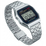Casio Men's Watch Vintage Collection Digital, Black Dial Silver Stainless Steel Strap, A159W-N1DF