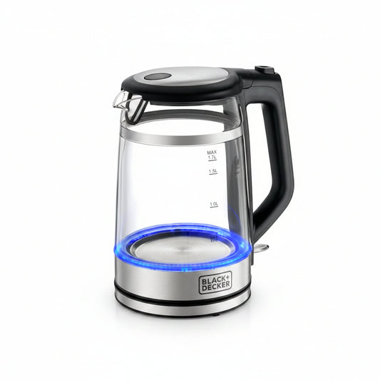 Black+Decker 1.7 Litres Glass Kettle, Digital kettle, 2200W Double Wall PC Wrap, GK220 Kettle BL-GK220
