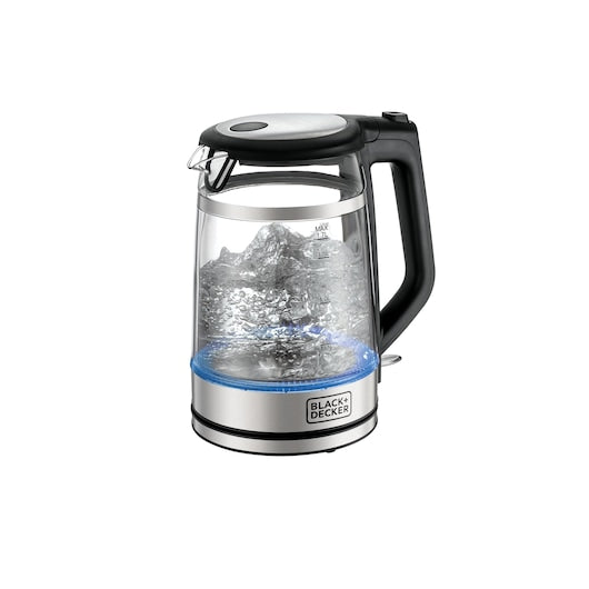 Black+Decker, 1.7 Litres  Glass Kettle, 2200W Double Wall PC Wrap, GK220