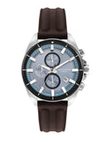 Lee Cooper Men's Watch Analog Light Blue Dial with Brown Silicone Strap, LC07881.394