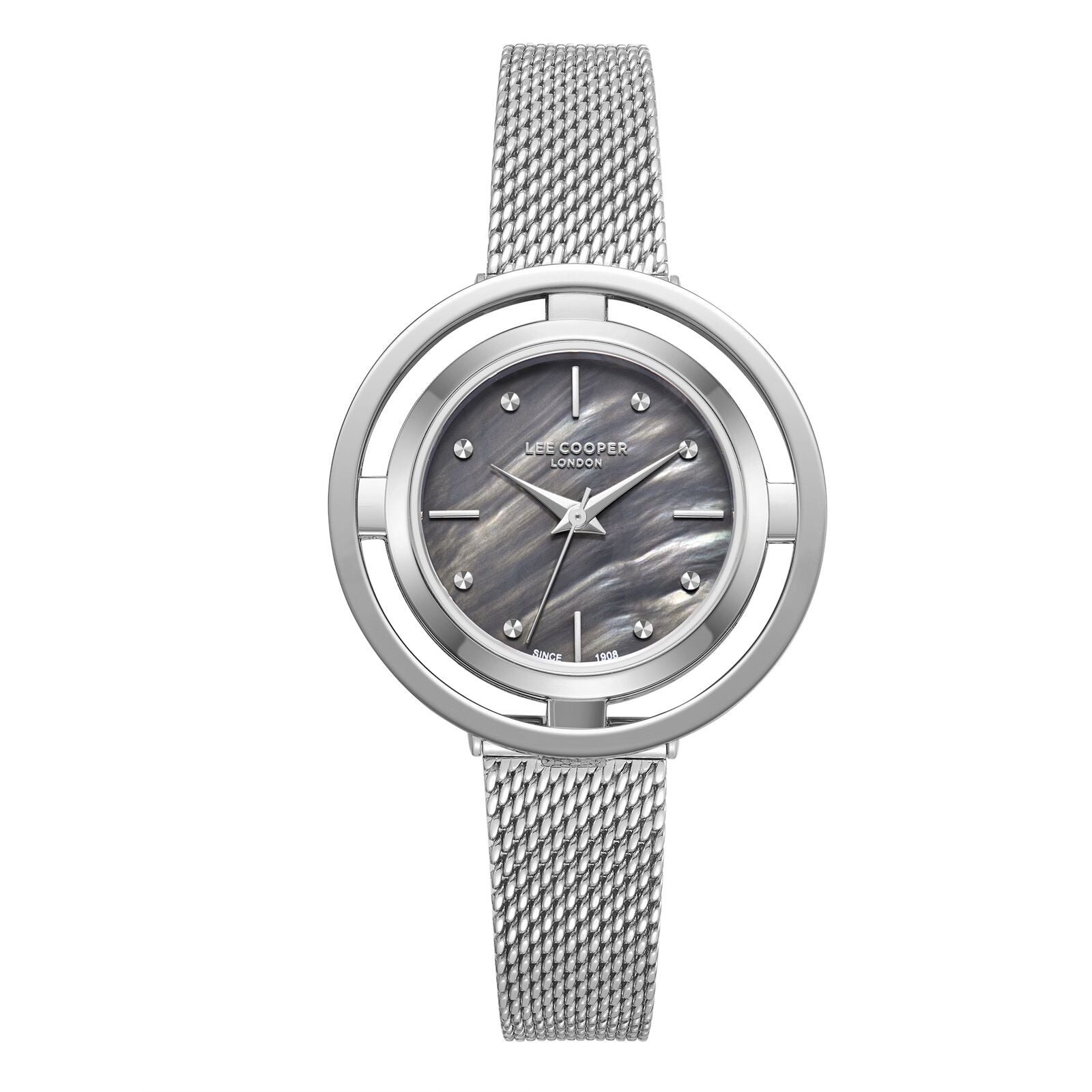 Lee Cooper Women's Watch Analog Mother of Pearl Dial with Silver Mesh Band, LC08052.350