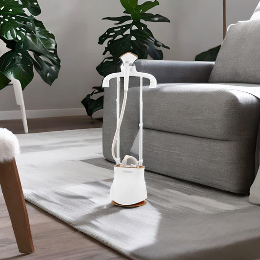 Black+Decker, Garment Steamer with Twin Pole and Ironing Board 1.5 L 2400W White/Gold, GST2400 Garment Steamer BL-GST2400