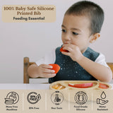 Milk It Baby Printed Bib Galaxy Grey, 100% Food Grade Silicone Bib, MI-SBGG009