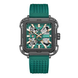 Lee Cooper Men's Automatic Watch Analog Black Dial with Green Resin Strap, LC08072.067