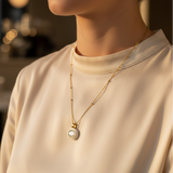 Lee Cooper Women's Necklace - Gold/Mother of Pearl Pendant, LC.N.01925.120