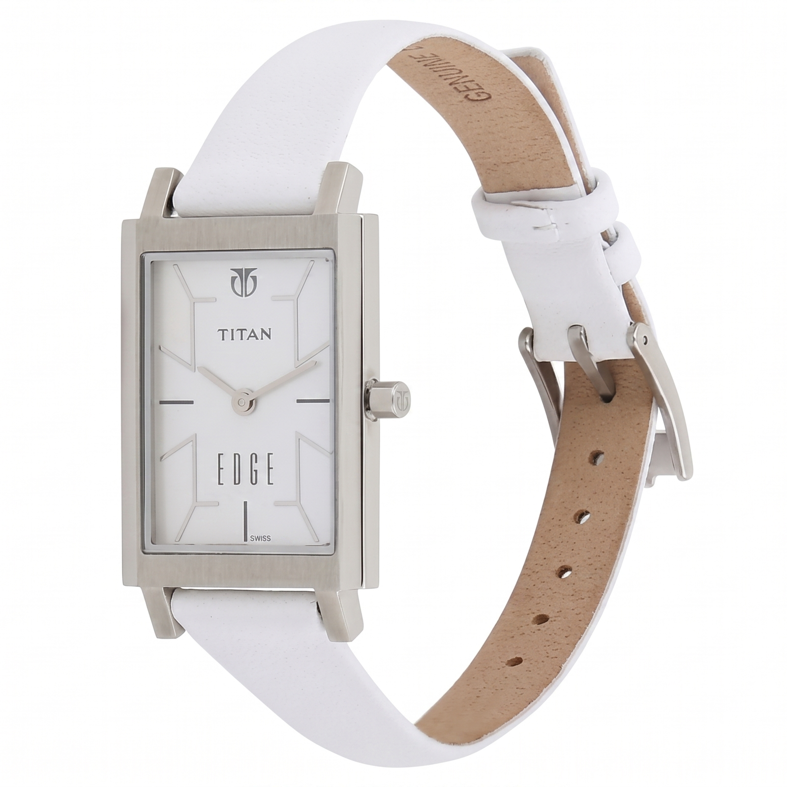Titan Women's Watch Analog Mother of Pearl Dial With White Leather Strap, 2516SL01