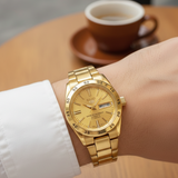 Seiko Women's Mechanical Watch Analog, Gold Dial with Gold Stainless Band, SYMG44K