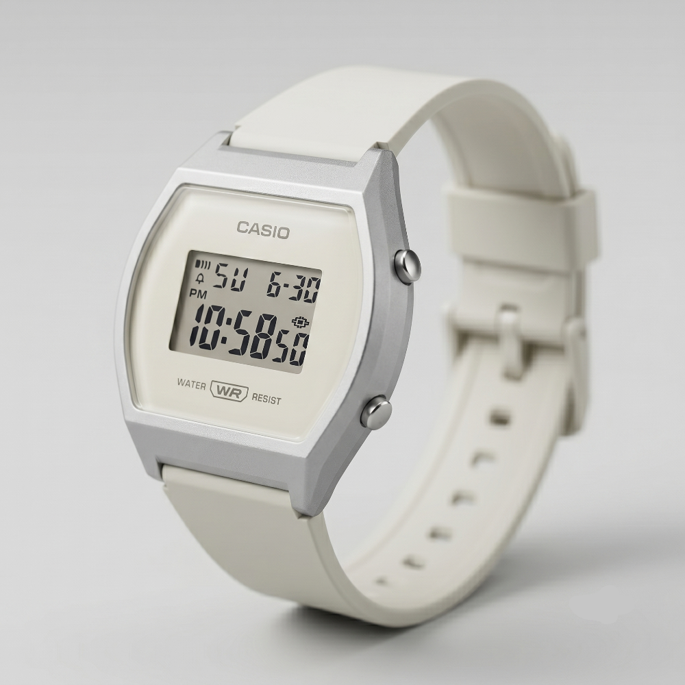 Casio Unisex Digital Watch White Dial with White Resin Strap, LW-204-7ADF