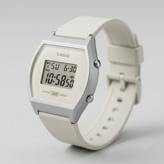 Casio Unisex Digital Watch White Dial with White Resin Strap, LW-204-7ADF