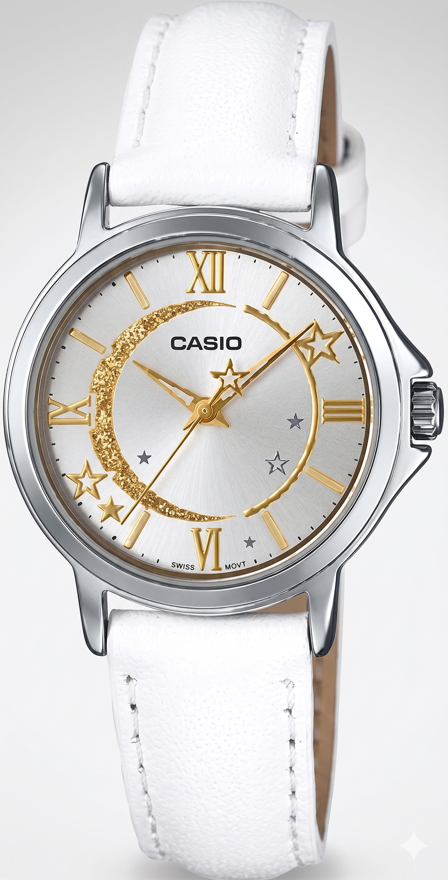 Casio, Women's Watch Analog,White Dial White Leather band, LTP-E121L-7ADF product image