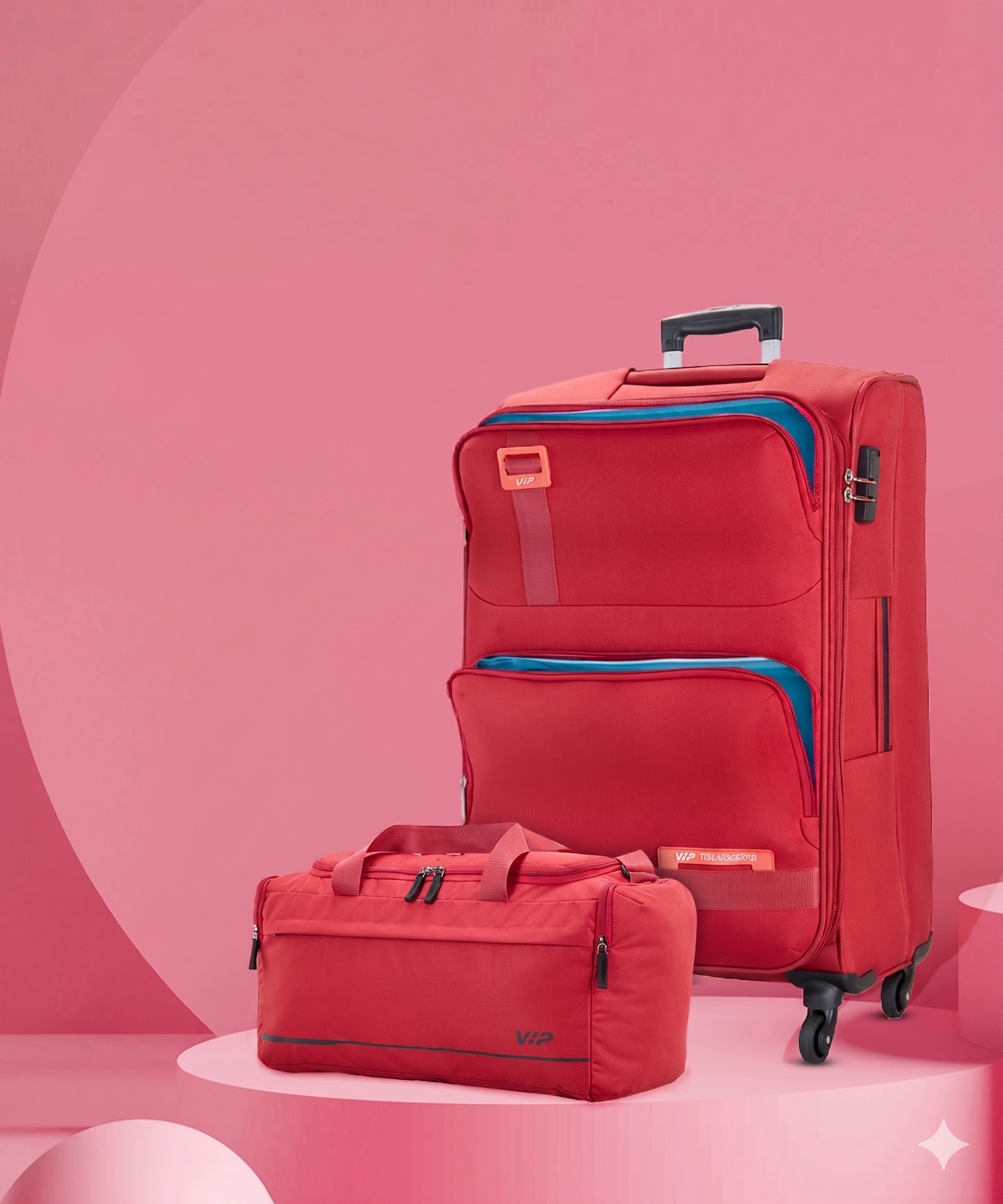 VIP Domina 69cm Soft Trolley Red + Free 52cm Duffle Bag, DOMINA69RD+DF
