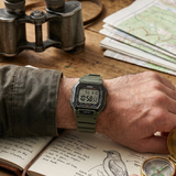 Casio Men's Digital Watch Grey Dial with Green Resin Strap, W-738H-3AVDF