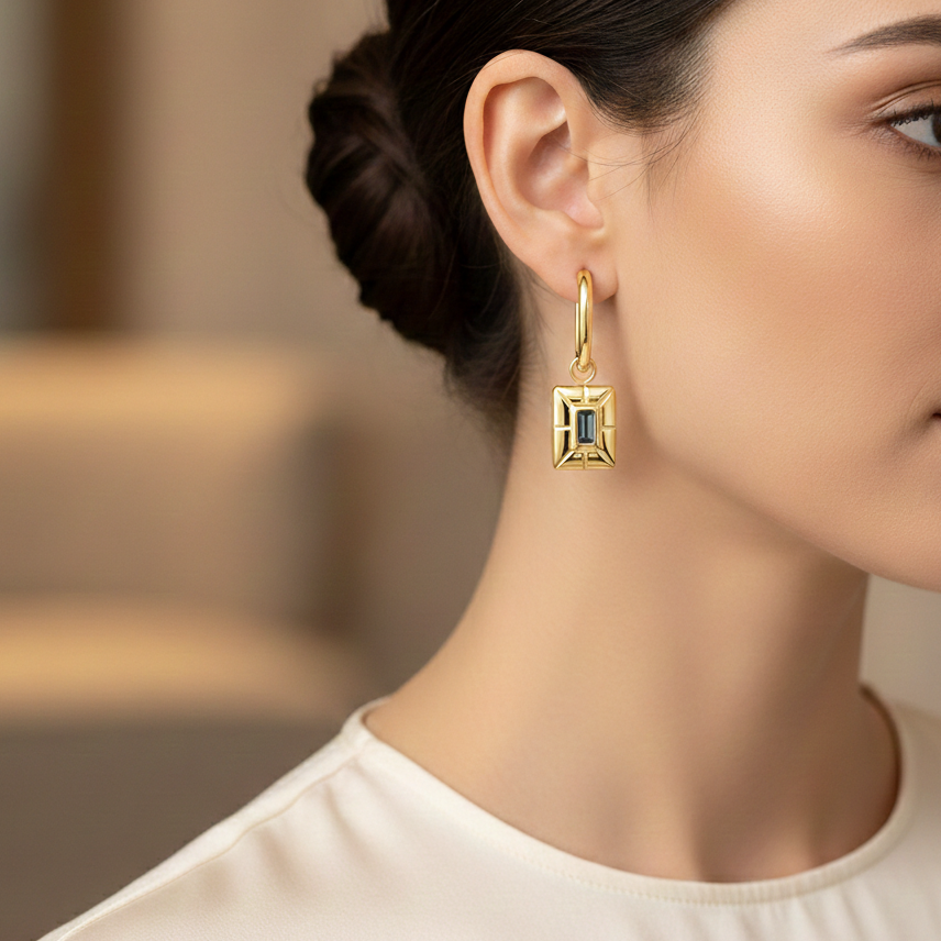 Lee Cooper Women's Earings - Gold/Black, LC.E.01784.150