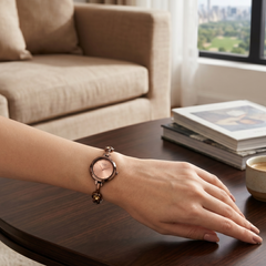 Titan Raga Viva Women's Watch Analog Rose Gold Dial With Brown Stainless Steel  Band , 2576QM01